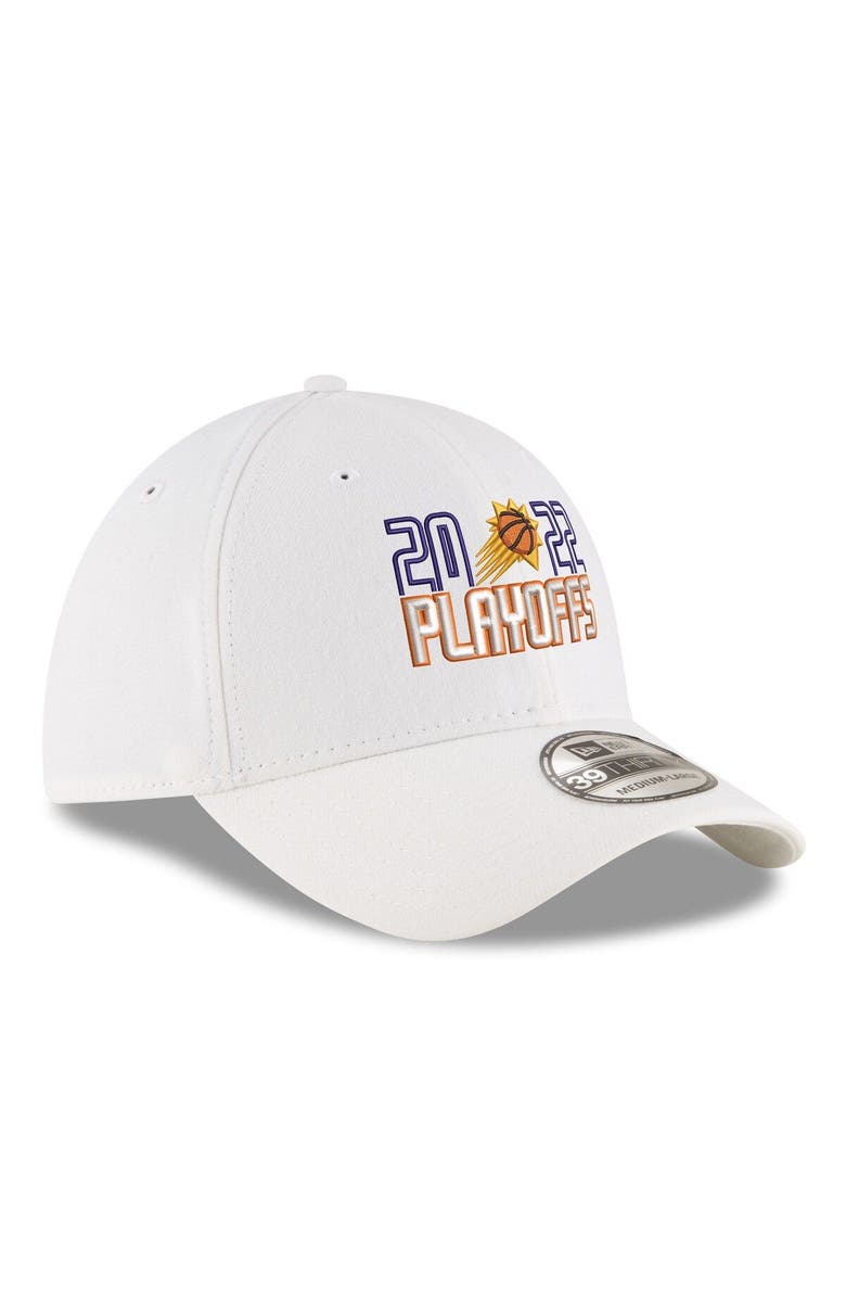 New Era Men's New Era White Phoenix Suns 2022 NBA Playoffs Bubble Letter 39THIRTY Flex Hat, Alternate, color, 