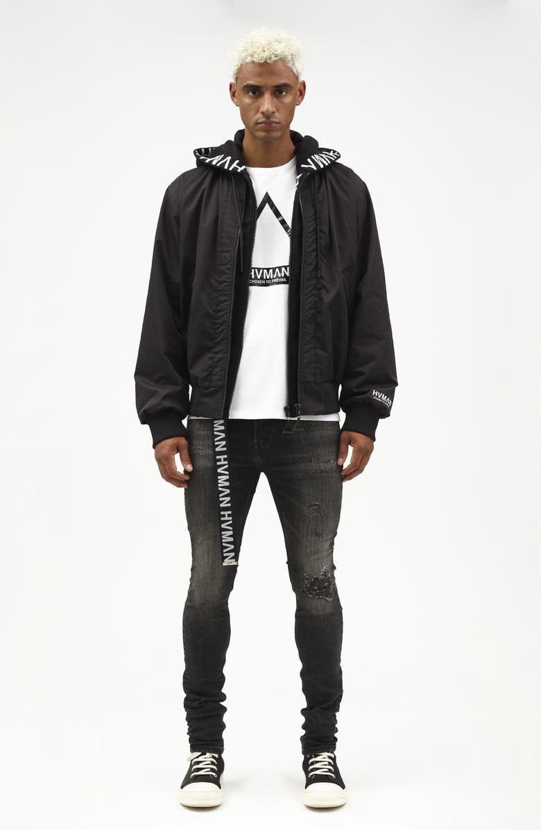 HVMAN Strat Belted Super Skinny Jeans, Alternate, color, Shale