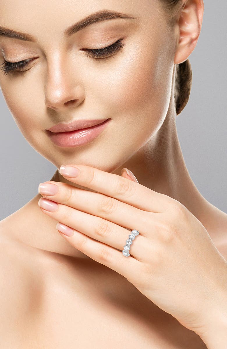 GLAZE JEWELRY Hexagon Cubic Zirconia Ring, Alternate, color, Silver