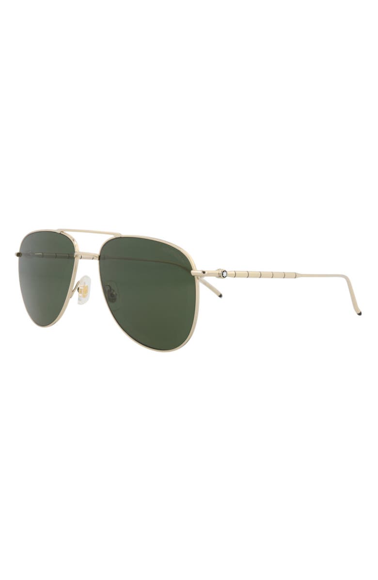 Montblanc 58mm Aviator Sunglasses, Alternate, color, Gold Green