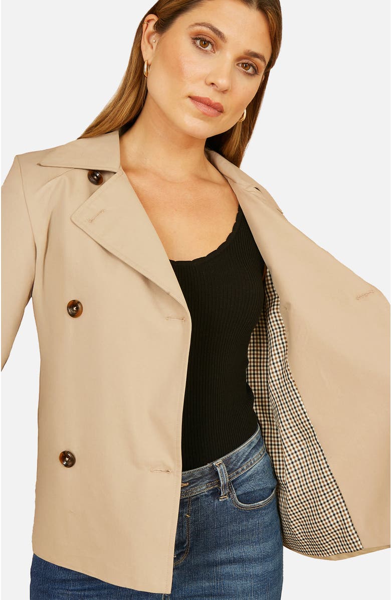 Yumi Cropped Trench Jacket With Pockets, Alternate, color, Beige