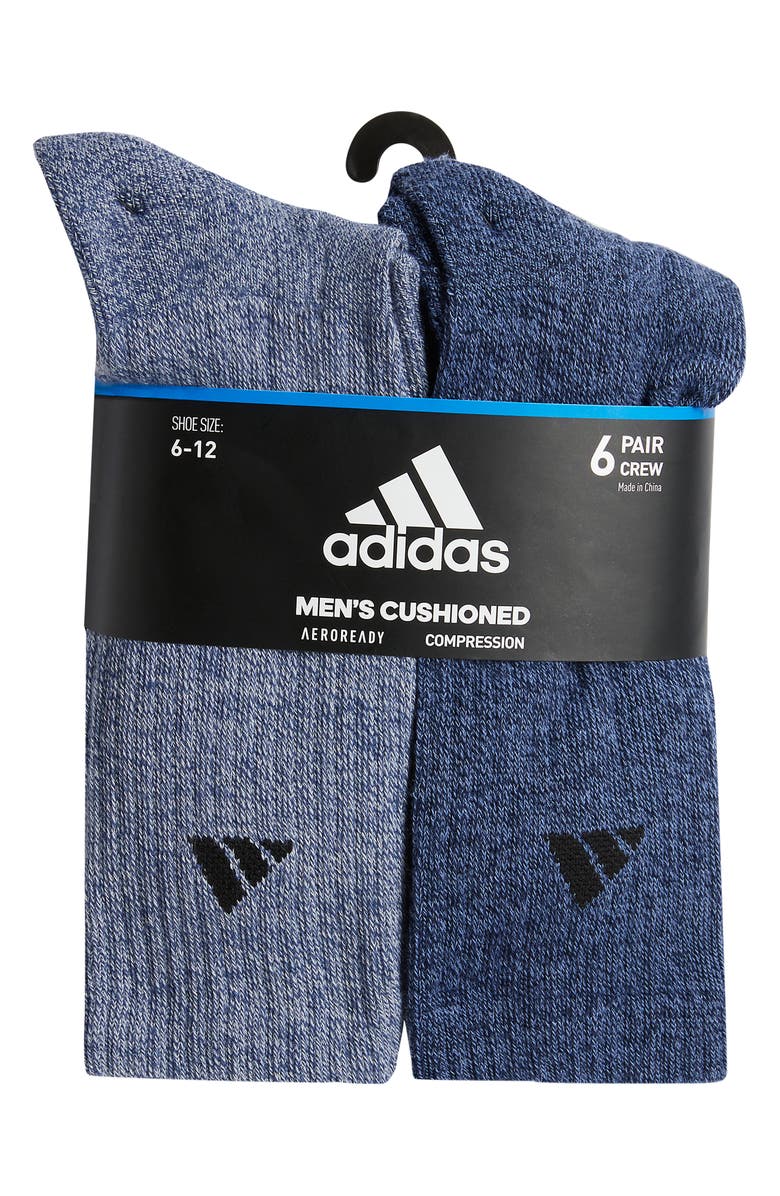 adidas Athletic Cushioned Crew Socks - Pack og 6, Alternate, color, Navy