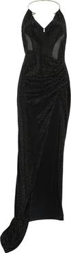 PHILIPP PLEIN Multicutting Maxi Dress Piercing Strass Women