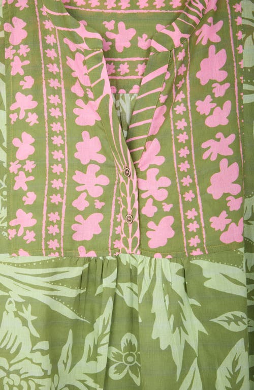 Saachi Patchwork Cotton Tunic In Green