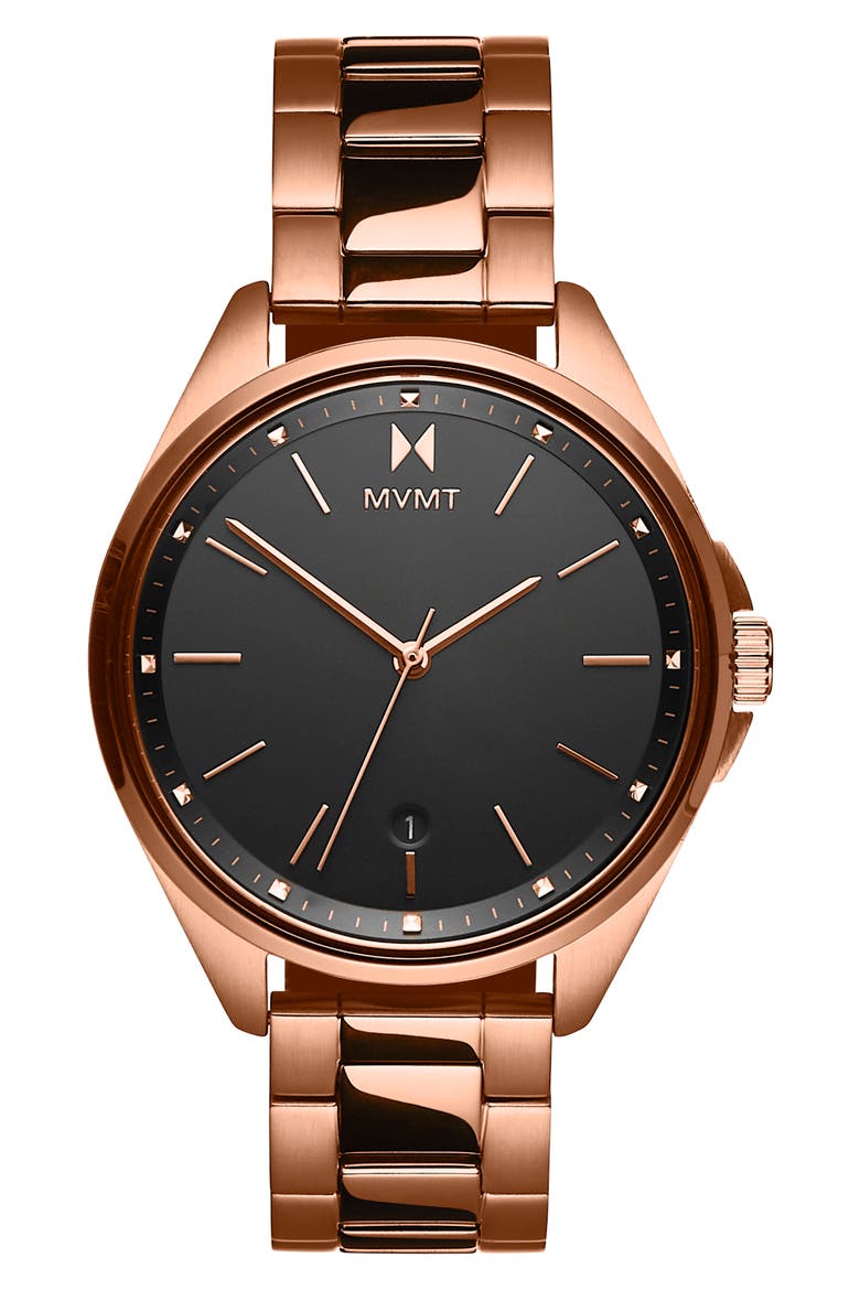 MVMT Coronada Bracelet Watch, 32mm, Main, color, ROSE GOLD/ BLACK/ ROSE GOLD