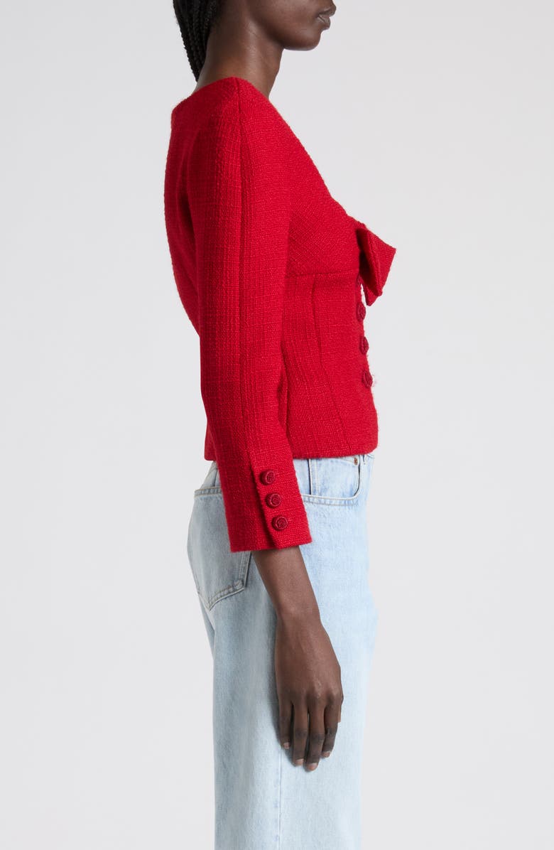 Valentino Bow Detail Tailored Tweed Jacket, Alternate, color, Red