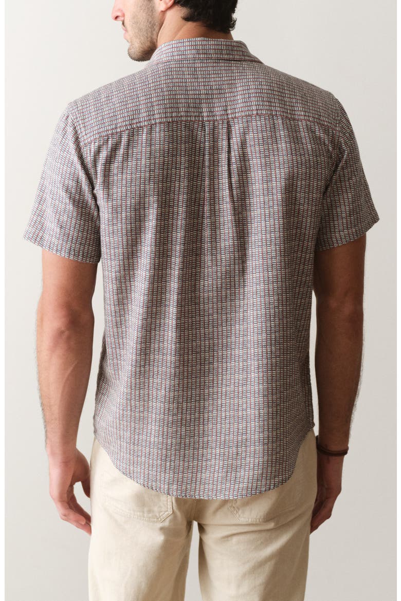 Classic Short Sleeve Stretch Cotton Selvage Button-Up Shirt, Alternate, color, GREEN MATCHSTICK PRINT