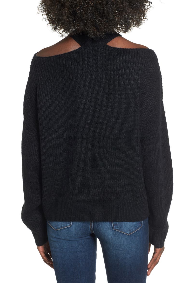 Cutout Turtleneck Sweater, Alternate, color, BLACK