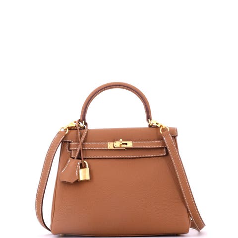Kelly Handbag Brown Togo with Gold Hardware 25