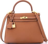 Pre-Owned Hermes Kelly Handbag Brown Togo with Gold Hardware 25