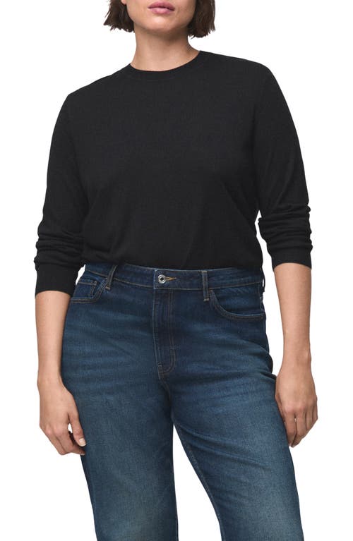 Mango Fine Knit Crewneck Sweater In Black