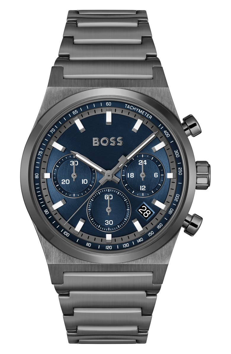 BOSS Candor Chronograph Bracelet Watch, 41mm, Main, color, Blue