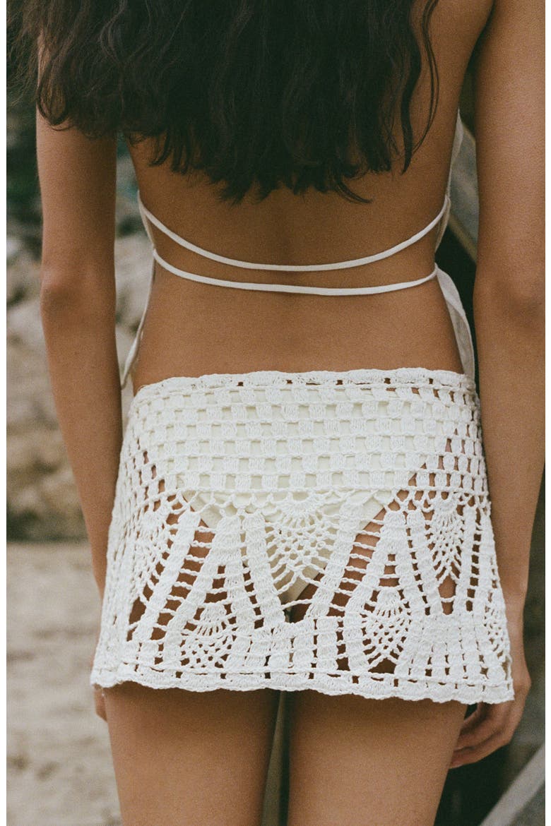 Crochet Miniskirt, Alternate, color, WHITE