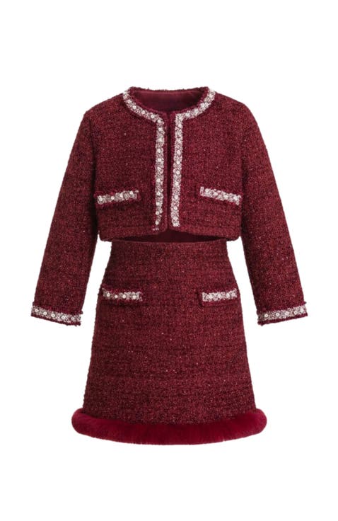 Holiday Cute Festive Jacket and Skirt Set