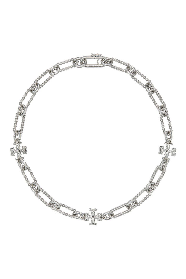 Roxanne Beaded Chain Necklace, Alternate, color, SHINY PEWTER