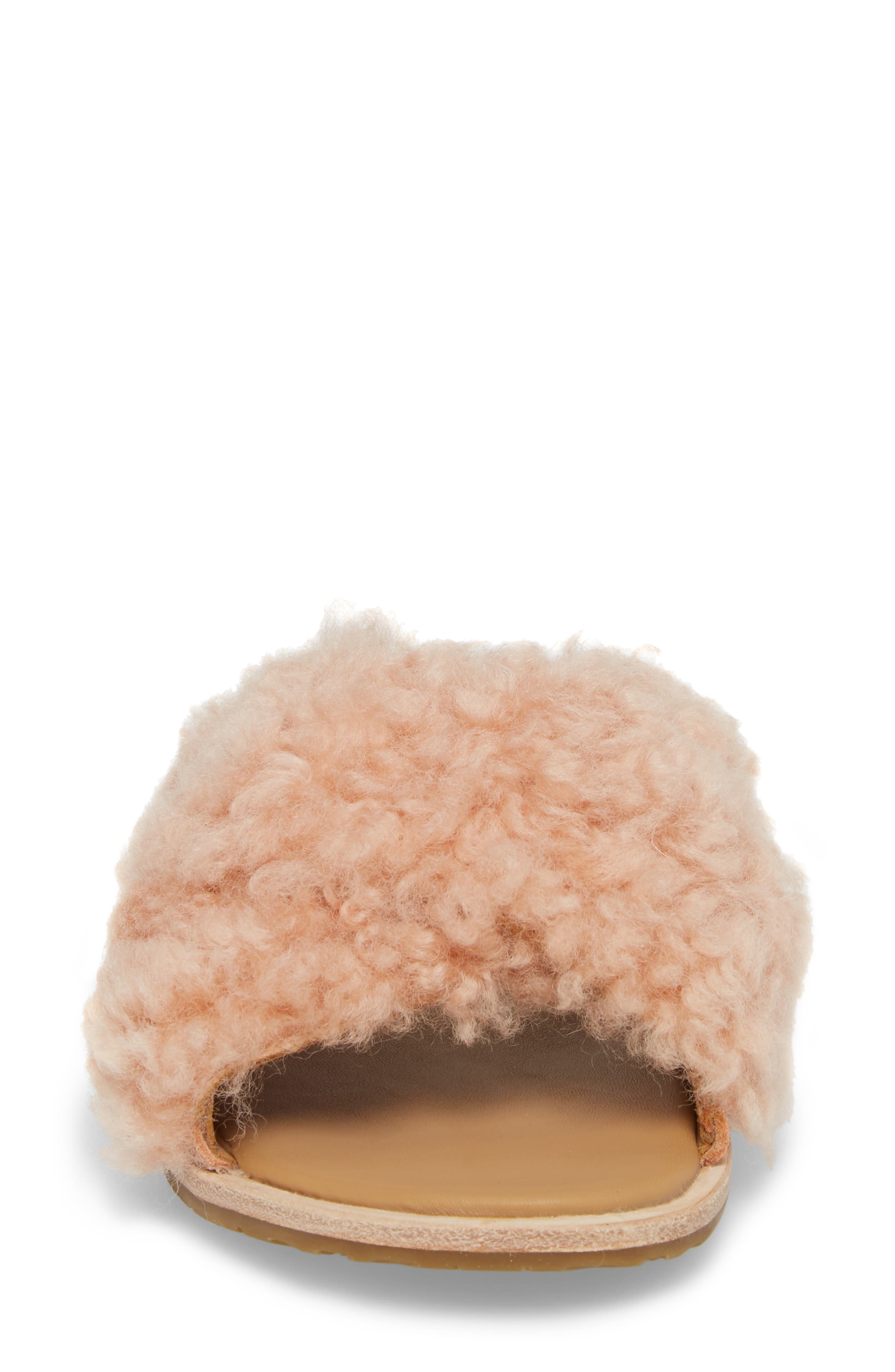 Joni Genuine Shearling Slide Sandal, Alternate, color, SUNTAN
