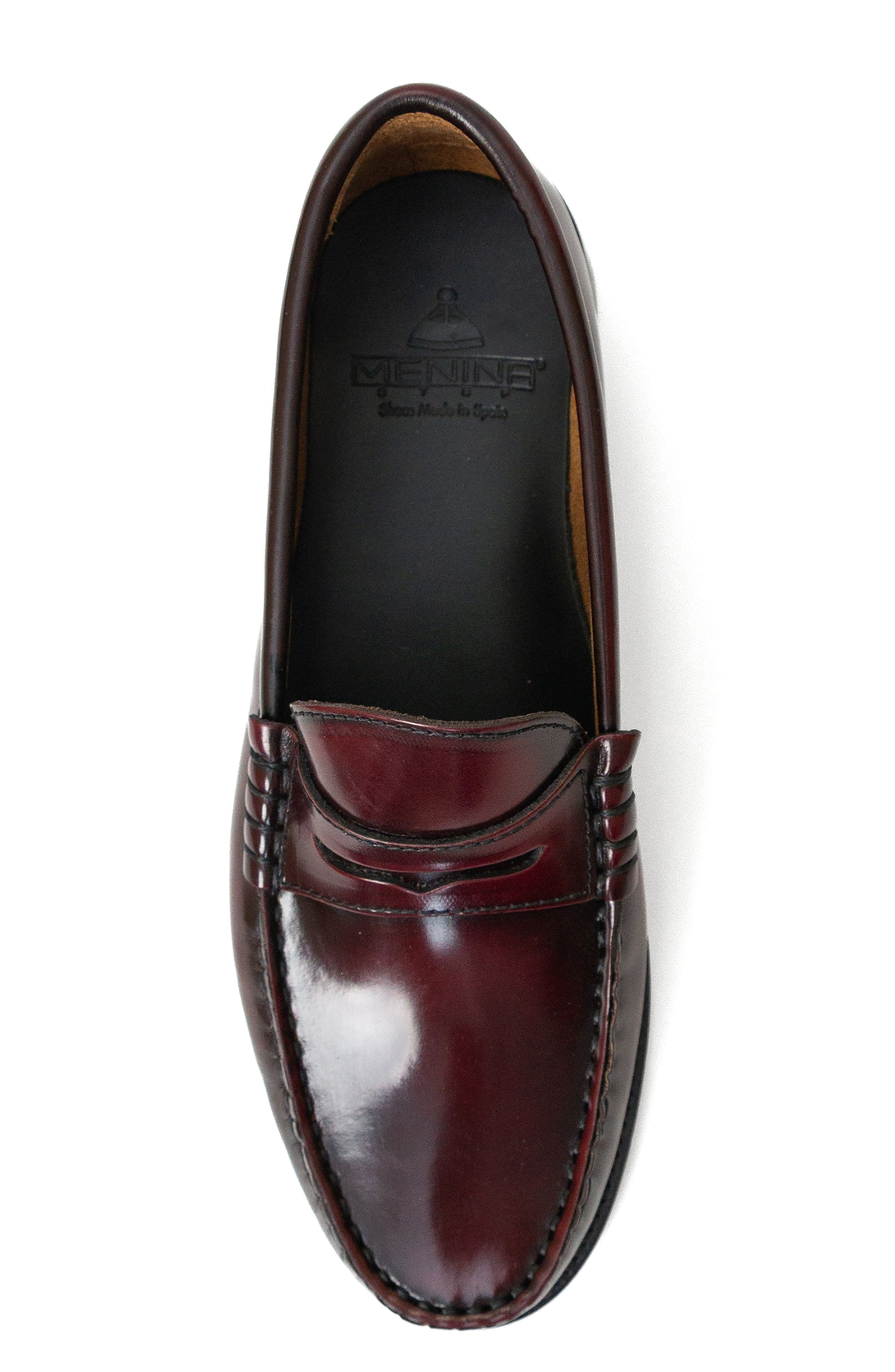 Menina Step Mila Leather Penny Loafer, Alternate, color, Burgundy