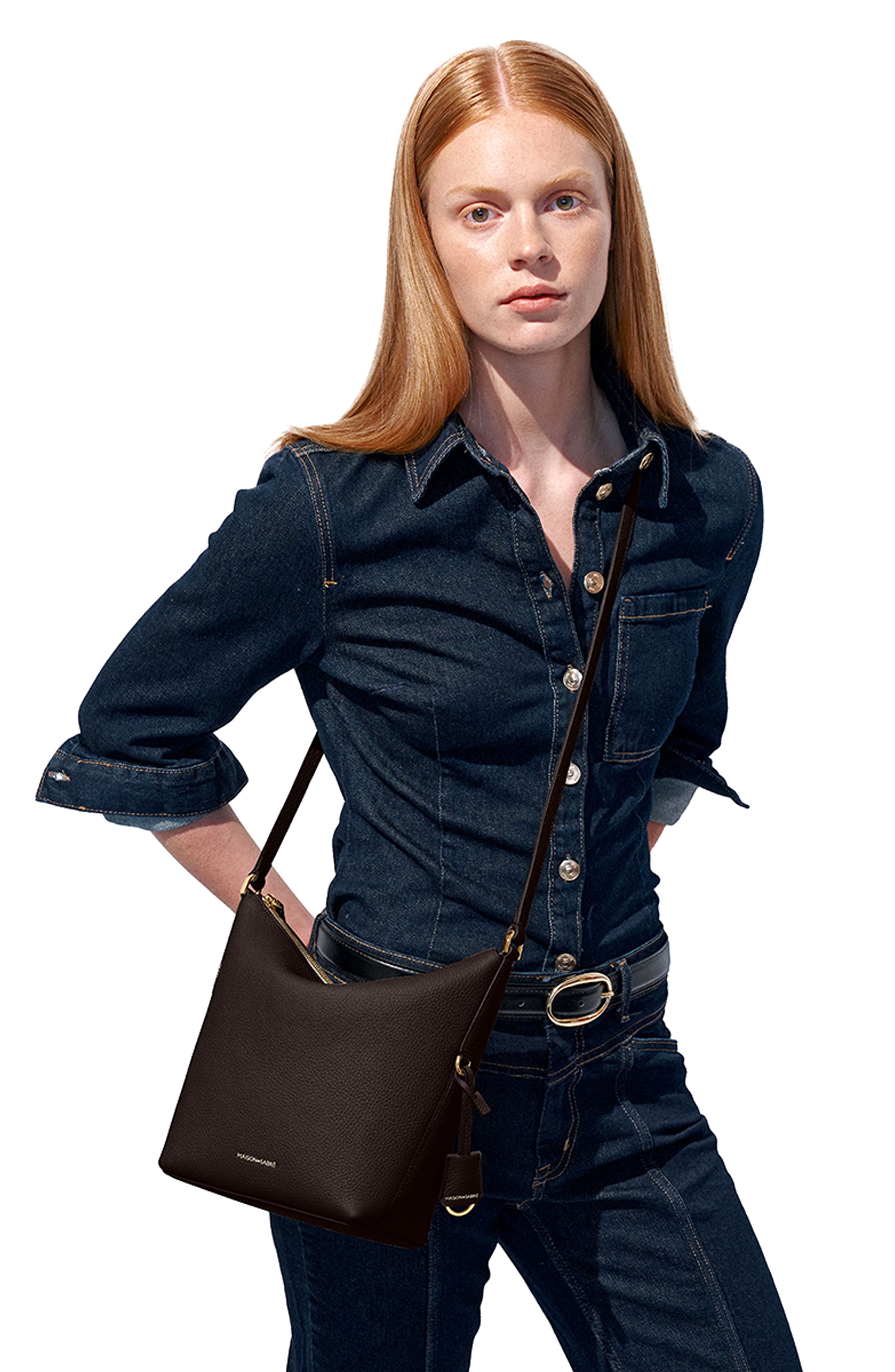 The Zipped Bucket Bag, Alternate, color, Espresso Brown