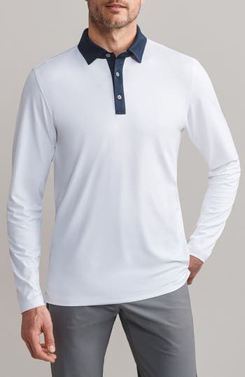 Rhone Gold Sport Long Sleeve Polo In White