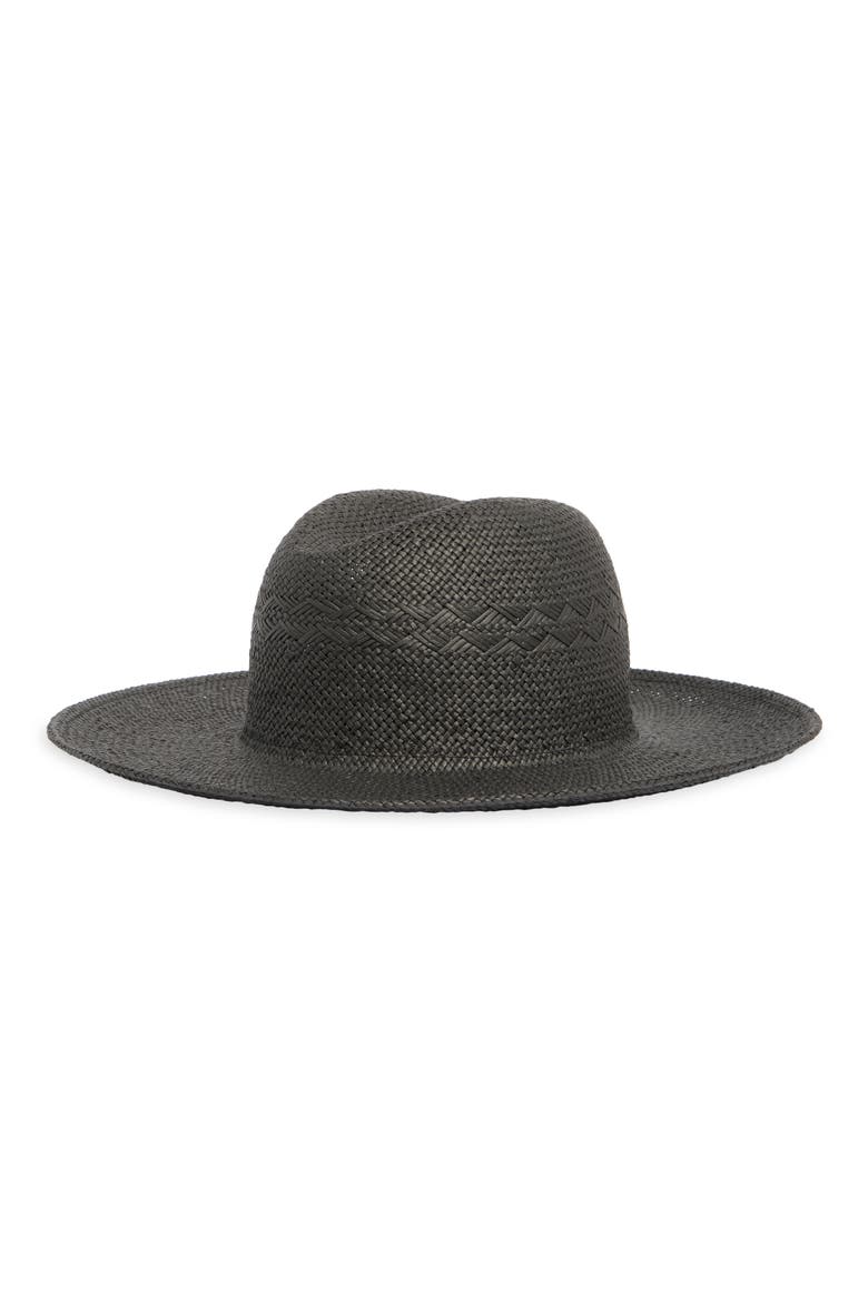 Paper Straw Adjustable Panama Hat, Main, color, BLACK