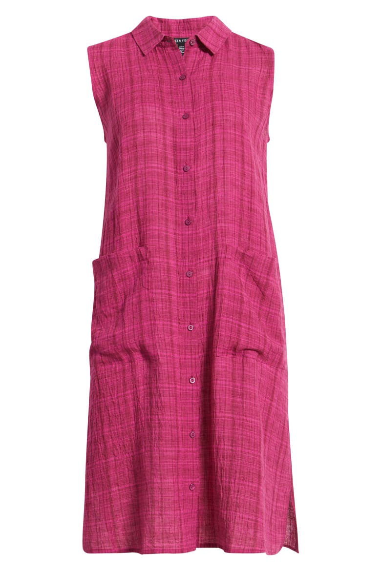 plaid sleeveless shirt dress Blue and Green Patio Plaid Take it or Sleeveless Dress