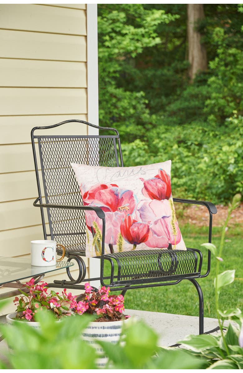 C&F Home Tulips Garden "Paris" Indoor/Outdoor Accent Pillow 18" x 18", Alternate, color, Pink
