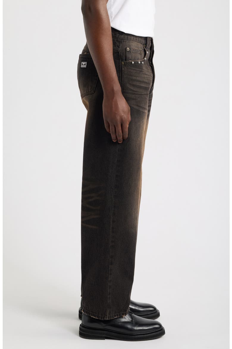 Studded Boxcar Straight Leg Jeans, Alternate, color, BLACK RUST WASH