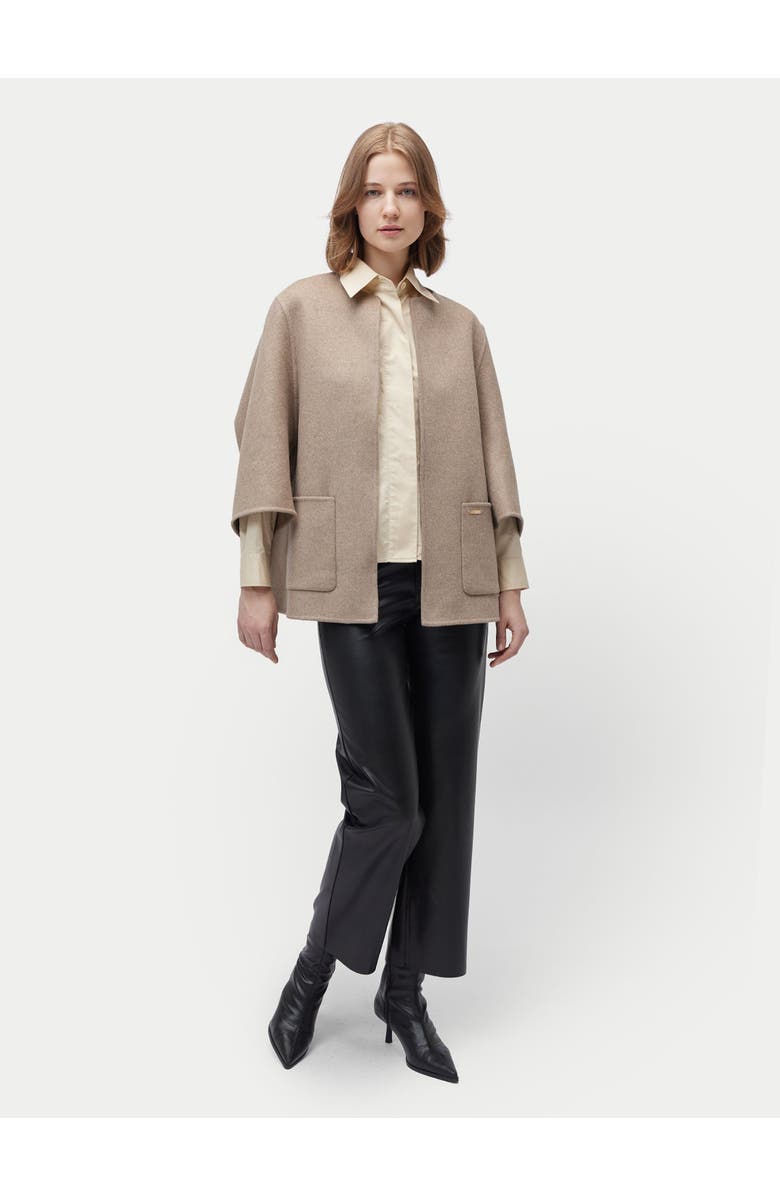 Gobi Cashmere Patch Pocket Cashmere Poncho Jacket, Alternate, color, Taupe