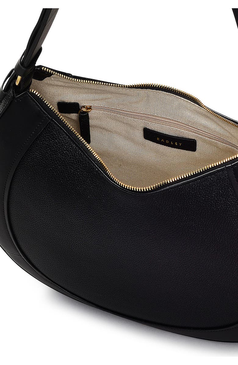 Radley Merchant Hall Large Leather Crescent Shoulder Bag, Alternate, color, Black