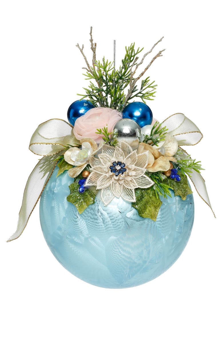 Mark Roberts Floral Jeweled Ornament, Frosted, Light Blue, Main, color, Frosted Light Blue