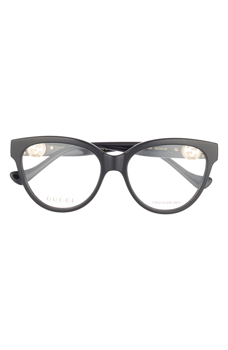 Gucci 54mm Cat Eye Optical Frames, Main, color, Black Black Transparent