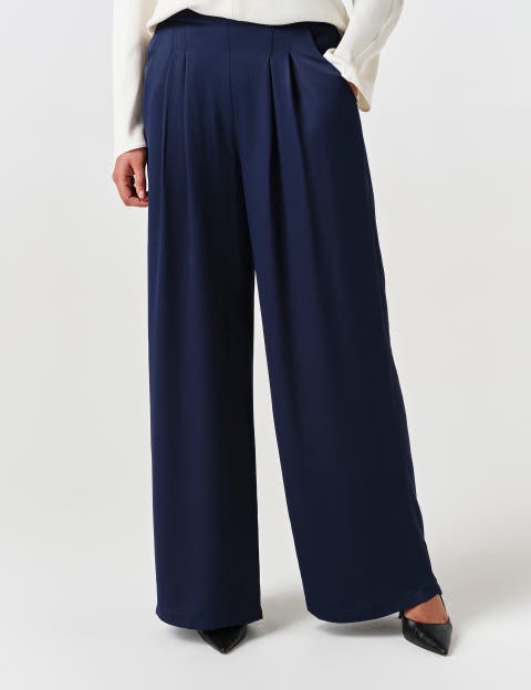 Andie Pleated Wide Leg Satin Trouser