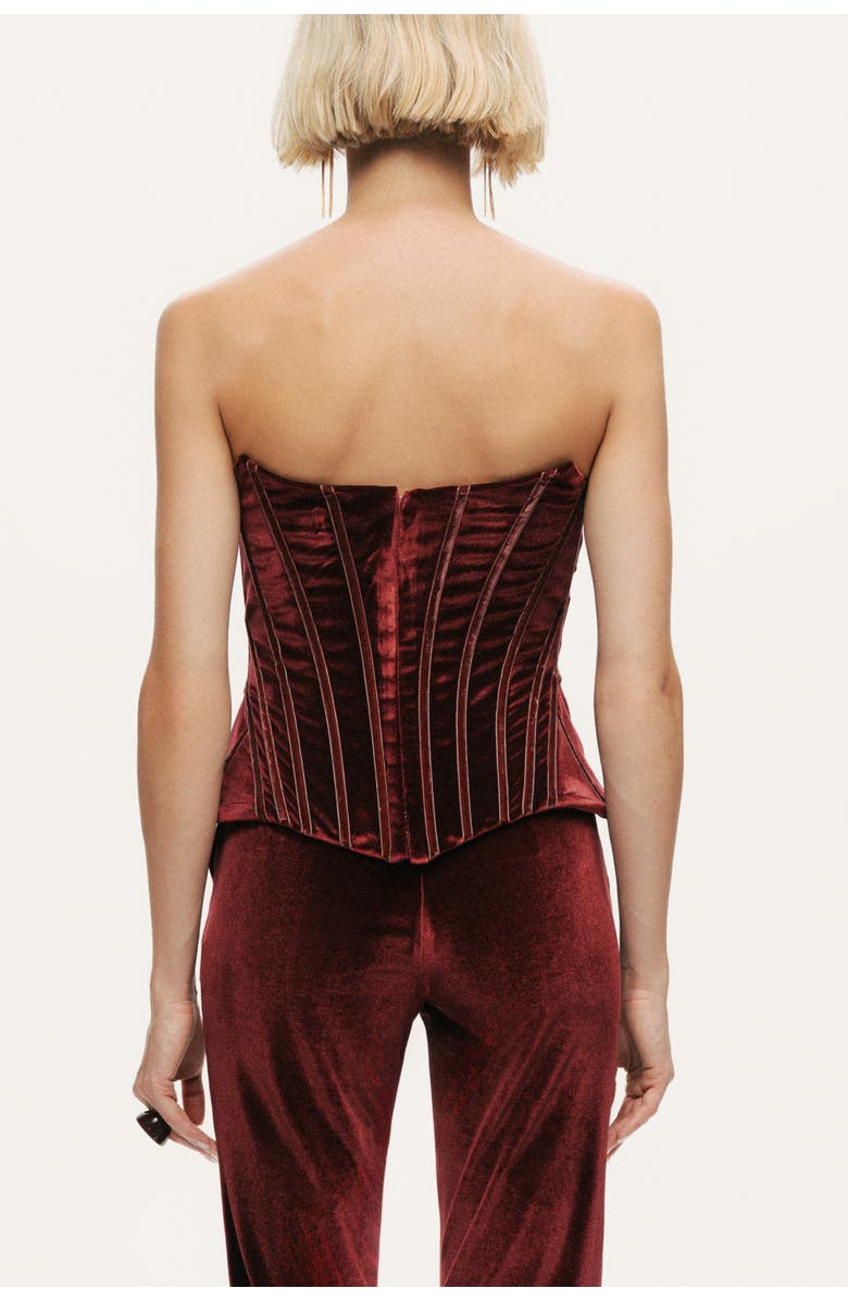 Nocturne Structured Velvet Strapless Bustier, Alternate, color, Burgundy