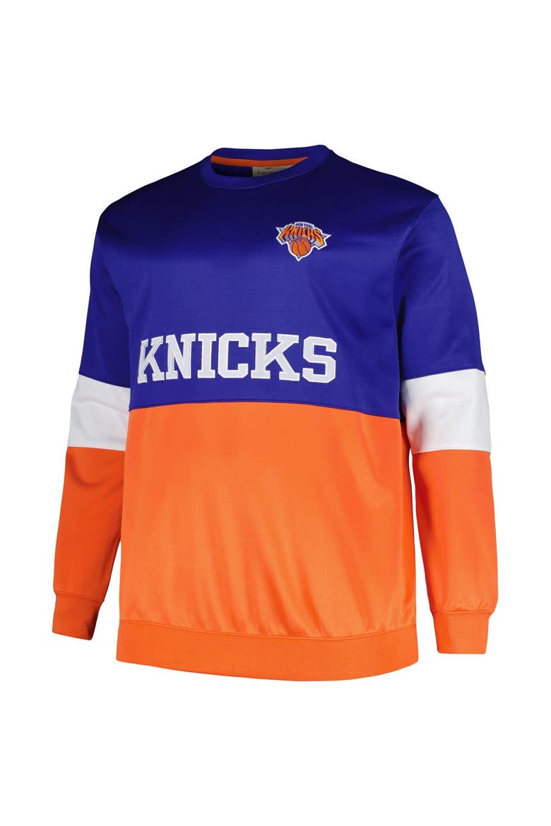 Men's Fanatics Branded Blue/Orange New York Knicks Big & Tall Split Pullover Sweatshirt, Alternate, color, Blue