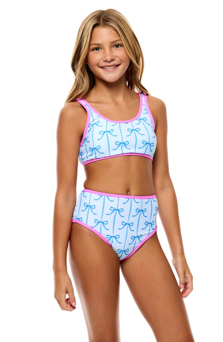 Beach Lingo Kids' Contrast Piping Two-Piece Swimsuit, Alternate, color, Blue