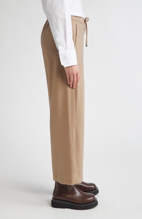 Max Mara Flora Stretch Virgin Wool Drawstring Pants In Brown