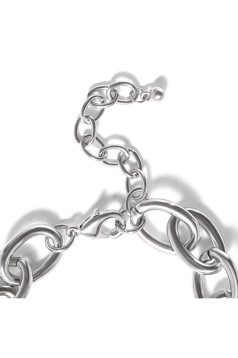 Silver-Tone Pavé Oval Link Bracelet, Alternate, color, Silver
