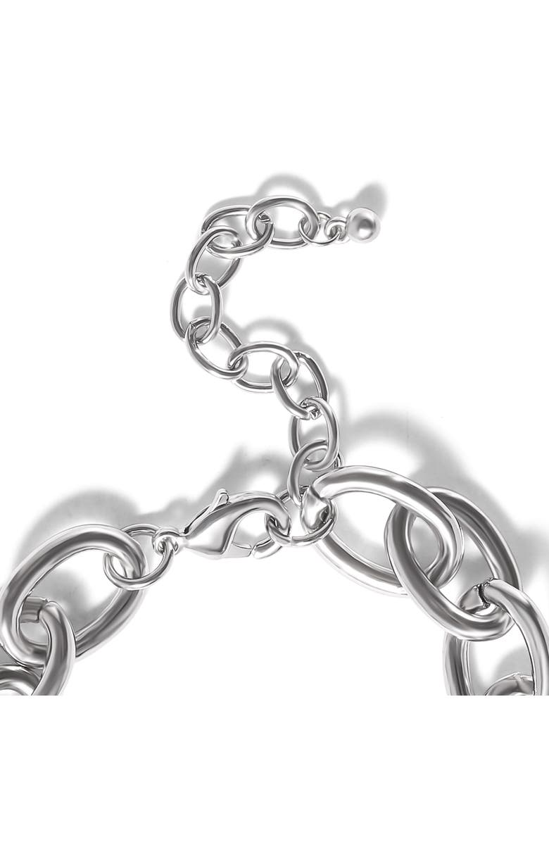 Jessica Simpson Silver-Tone Pavé Oval Link Bracelet, Alternate, color, Silver