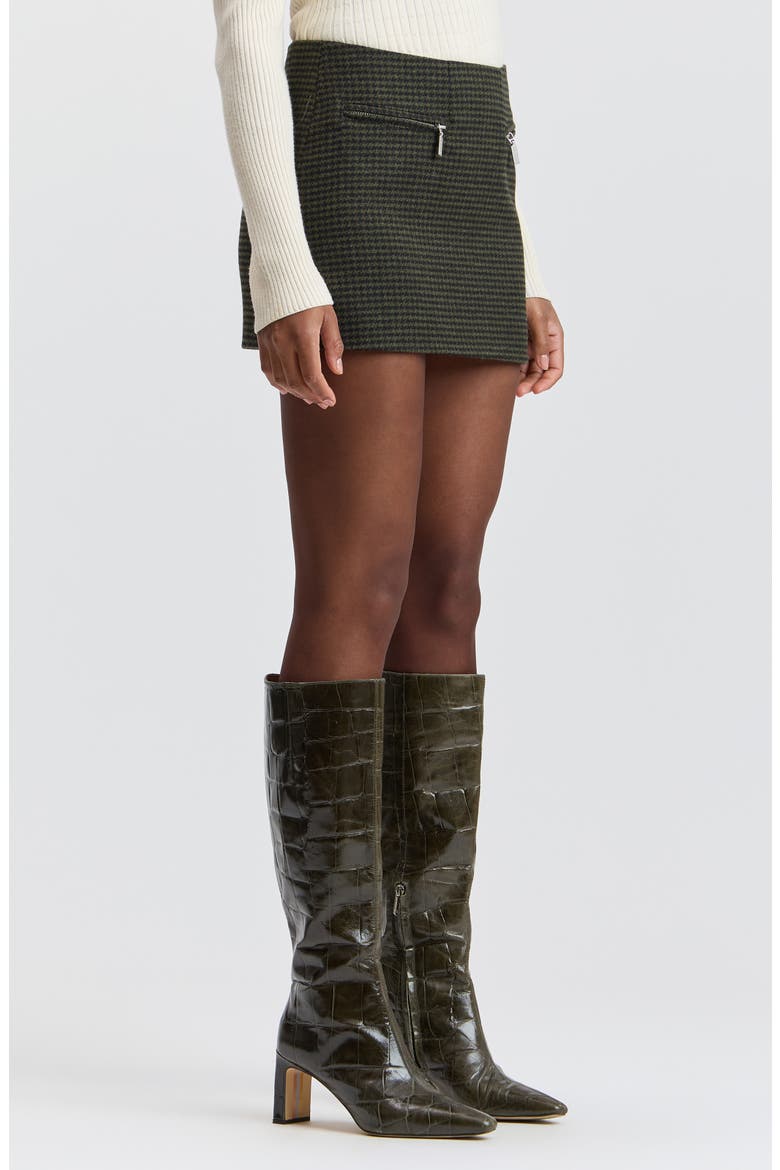 Houndstooth A-Line Miniskirt, Alternate, color, NAVY/GREEN HOUNDSTOOTH