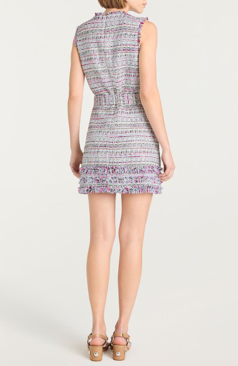 Cinq à Sept Ashton Belted Tweed Minidress, Alternate, color, Vibrant Plum Multi