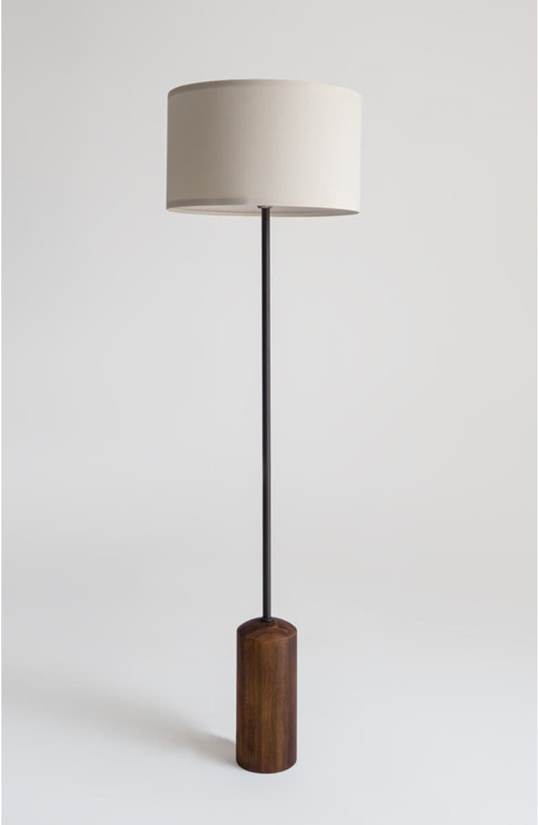 Brightech Oren 60" Modern LED Floor Lamp with Stable Wood Base in Walnut, Bulb Included, Main, color, Walnut