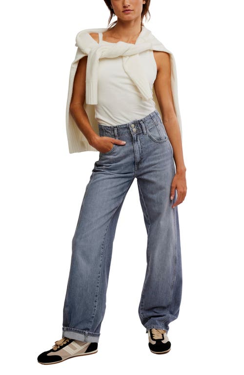 Free People Aster High Rise Straight Leg Jeans In Slate
