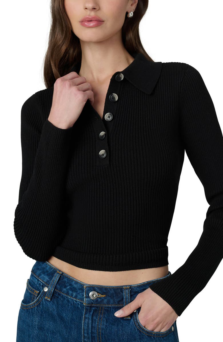 Joe's Jeans The Lisa Crop Rib Polo Sweater, Alternate, color, Black