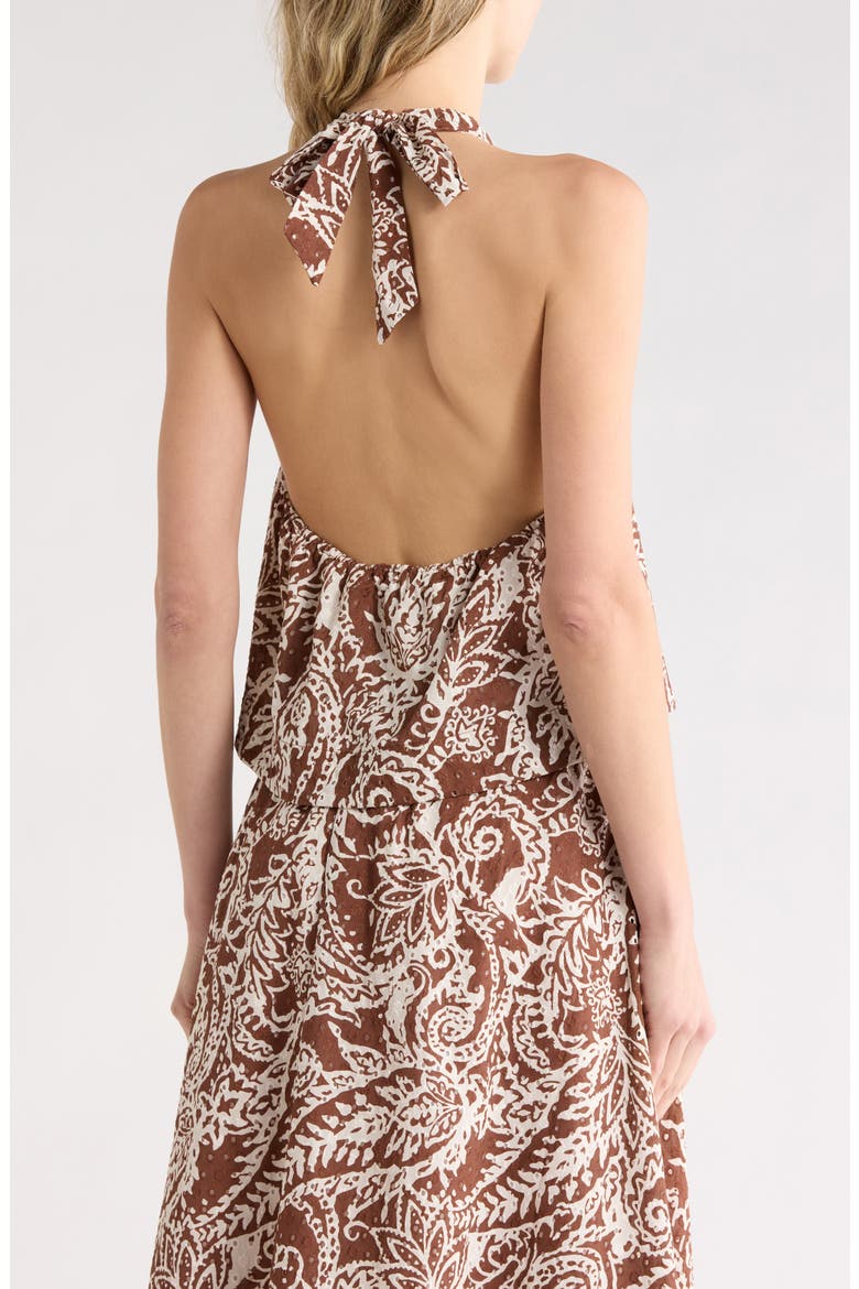 Eyelet Halter Tank, Alternate, color, BROWN / IVORY PRINT