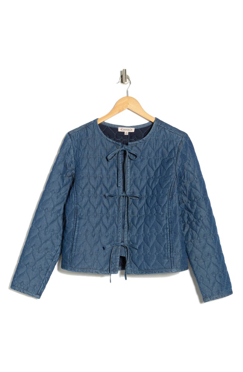 Nanette Lepore Heart Quilted Denim Jacket, Main, color, Medium Wash/ Heart