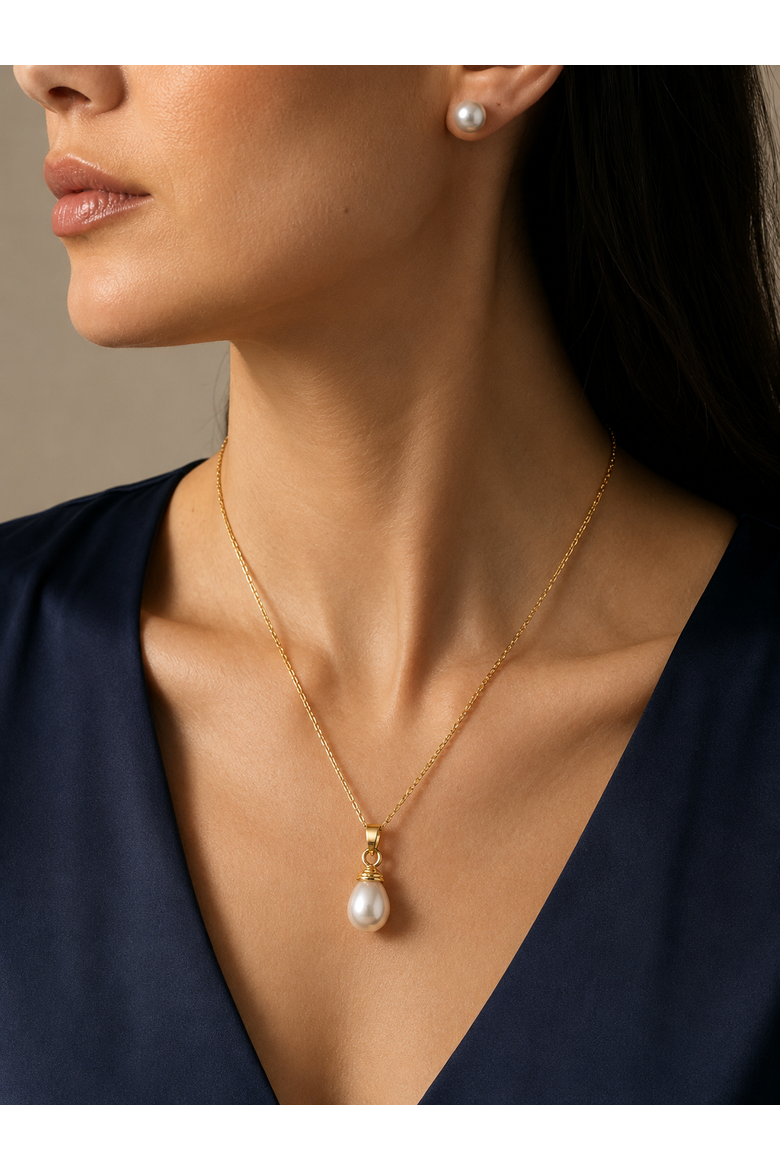Drop-Shape Freshwater Pearl Hope Pendant, Alternate, color, Yellow Gold