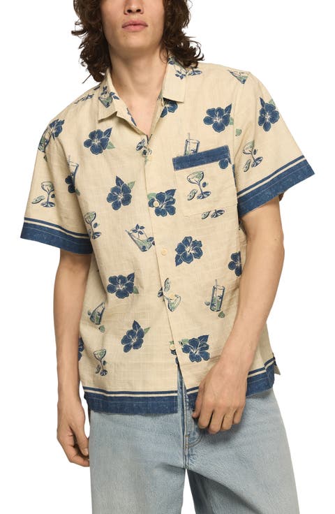 Floral Cotton Blend Ripstop Camp Shirt
