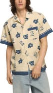 Lucky Brand Floral Cotton Blend Ripstop Camp Shirt
