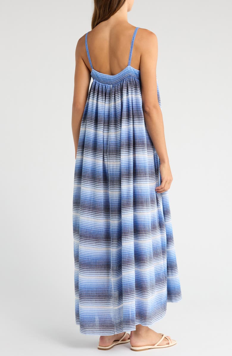 lemlem Eda Stripe Cotton Cover-Up Sundress, Alternate, color, Feven Blue