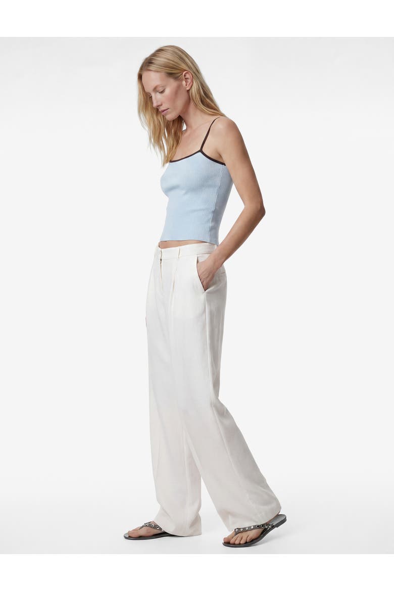 Linen Blend Pleated Tailored Wide Leg Pants, Main, color, WHITE